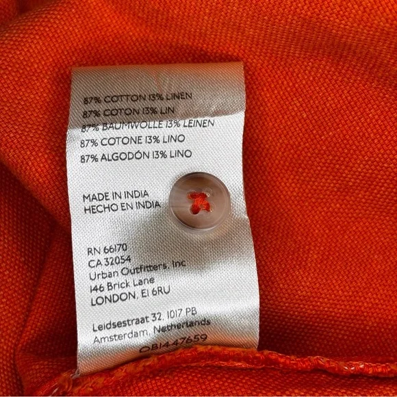 Pilcro | Orange Pleated Bib Button Down Blouse | Size S - Picture 9 of 9